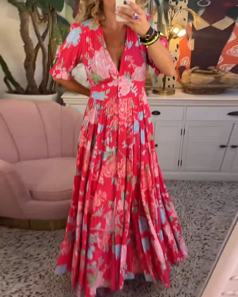 Flo™ - Damenkleid mit floralem Ausschnitt - Stilvivo™